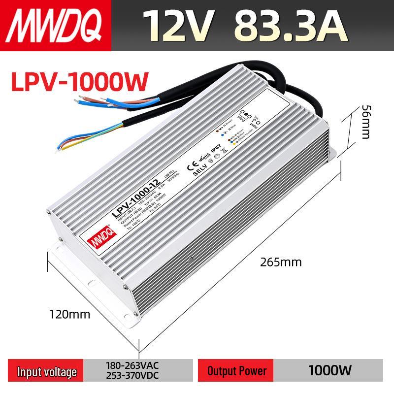 Outdoor Waterproof Power Supply: 400W/600W/1500W to 12V/24V/36V/48V DC LED