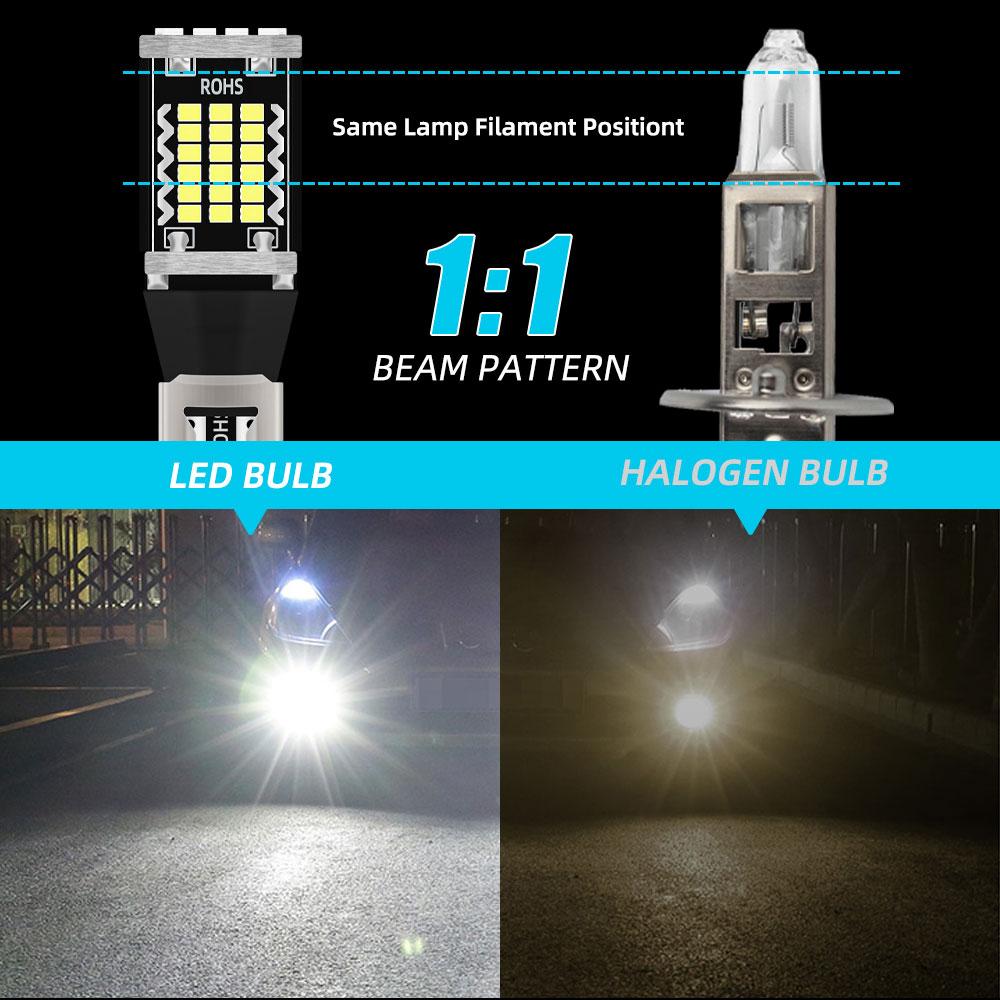 2PCS Car Fog Light 9-24V H1 LED Fog Running Light Bulb H3 LED Super Bright LED Auto Lamp Amber White No Adapter Required DRL