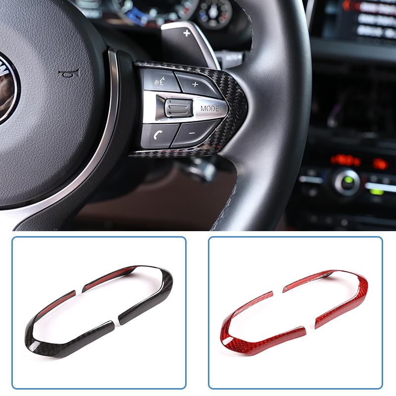 Real Carbon Fiber Car Steering Wheel Button Frame Cover For BMW F20 F22 F21 F30 F32 F33 F36 F06 F12 F13 X5 F15 X6 F16 M-Sport