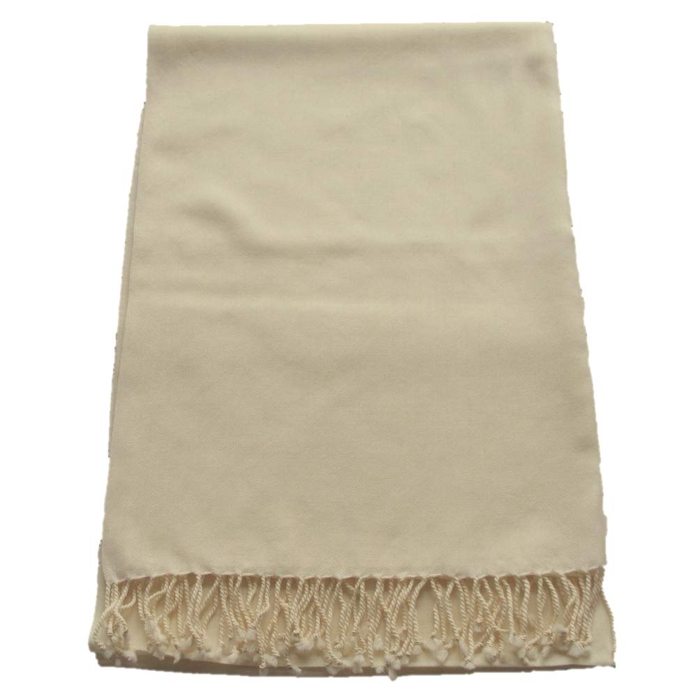All Over the Large Solid Color with a Cashmere [.a World] Stole/Scarf, 100% Wool, Shawl, Soft, Touch, Women's Blanket, Off-White (Natural)