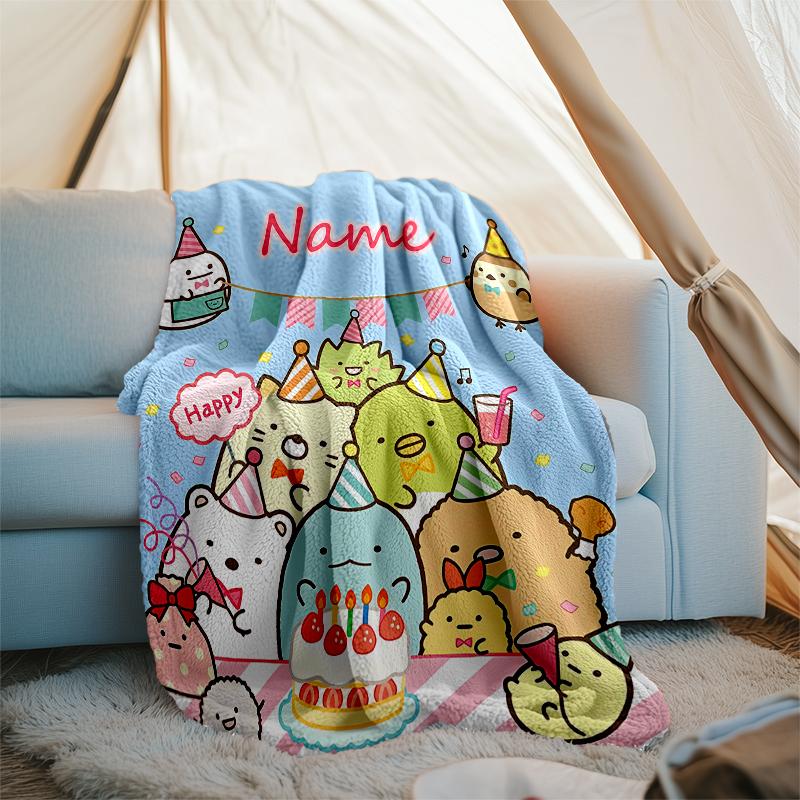 Personalized Custom Name Blanket - Sumikko Gurashi Print Design,Blanket for Sofa,Bed,Travel,Camping - Soft and Warm, Great Gift