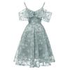 Bright Deer Women Cold Shoulder Bridesmaid Dress Floral Crochet Lace Ruffle Cami Strap Midi Dress for Wedding Evening Formal Party Cocktail Occasions