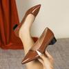 958-24DX Women's Plus Size Pointed Toe Low-Cut Chunky Heel Shoes