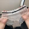 Sweet Bow Lace Flower Panties Transparent Low Waist French Style Briefs Lace Mesh Briefs Lady