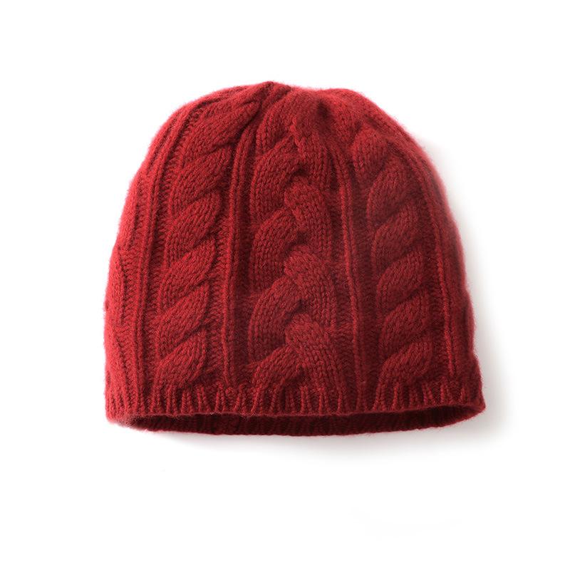 Cashmere Hat Autumn and Winter New Style Women's Fashion Casual Ear Protection Pile Hat Twisted Solid Color Knitted Hat