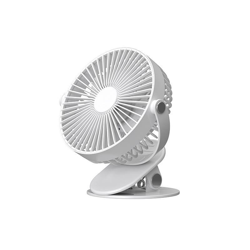 USB Rechargeable Mini Silent Desk Fan with Stroller Clip 6-inch белый