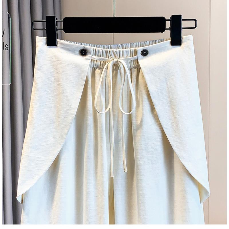 DIMANAF 2026 Plus Size Summer Women Pants Elastic Waist Oversize Fashion Office Lady Casual Long Pants Solid Black