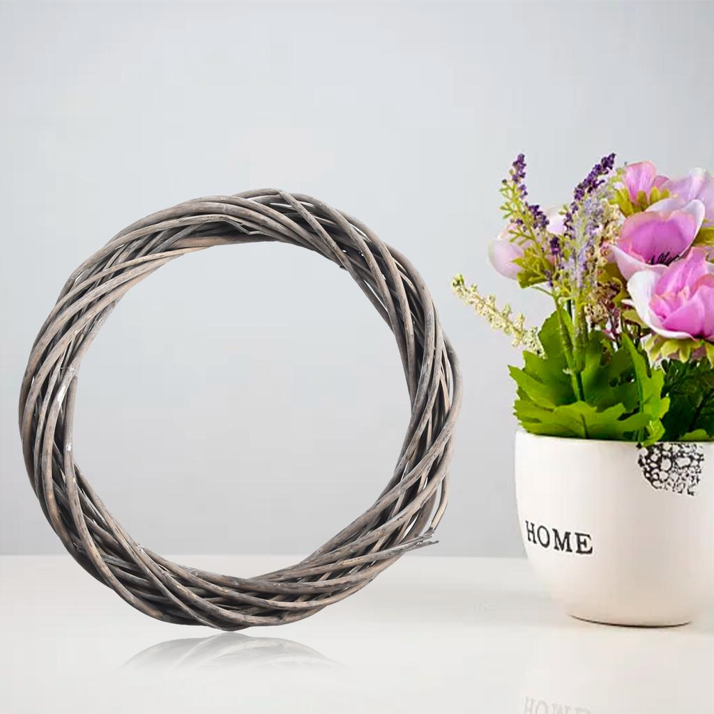 Wedding Rattan Ring Wreath, Grey Wicker Vine Garland, Bright Color, Great Details, Suitable for Physical Stores, 20CM Diameter