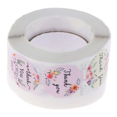 500Pcs/Roll Round Floral Thank You Stickers For Package Seal Labels