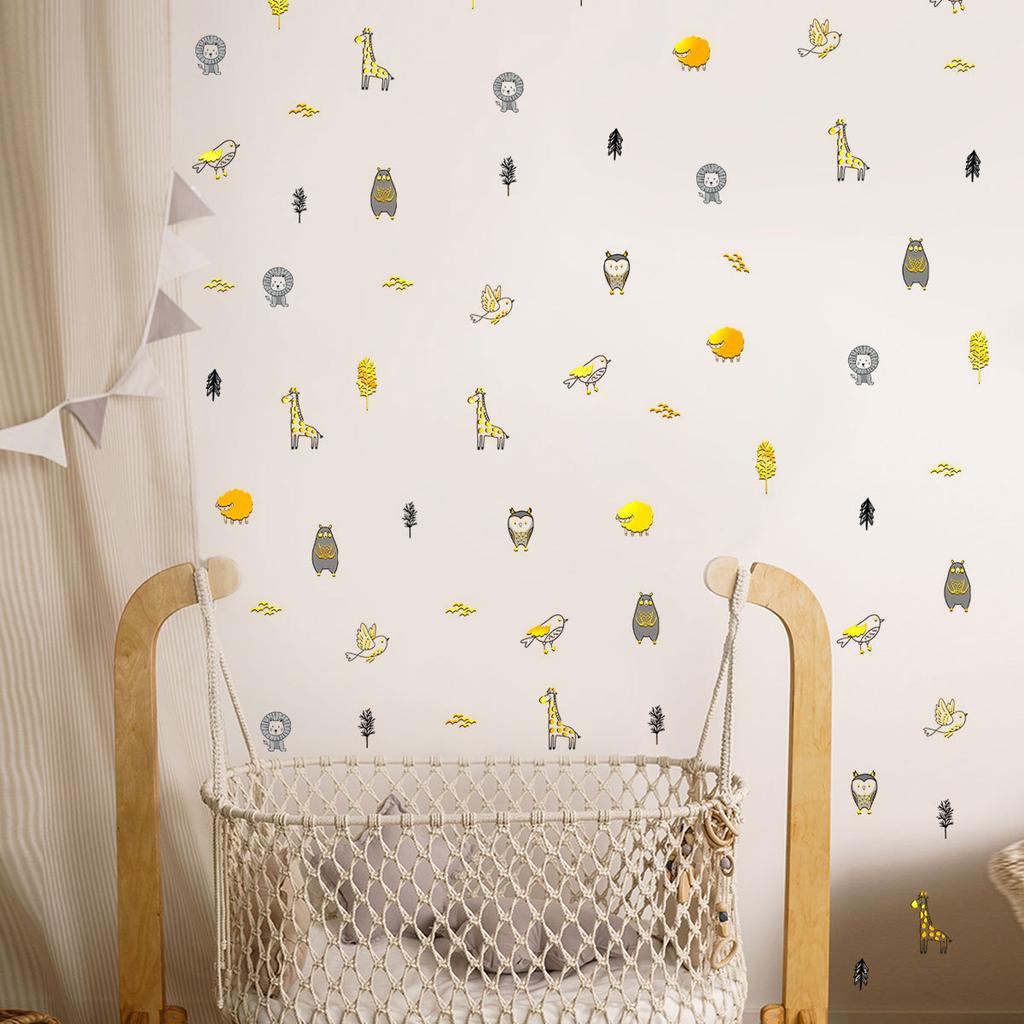 Tj16514 Hand-Painted Mini Animal Bronzing Wall Sticker Decoration Children'S Room Bedroom Background Self-Adhesive Wall Sticker