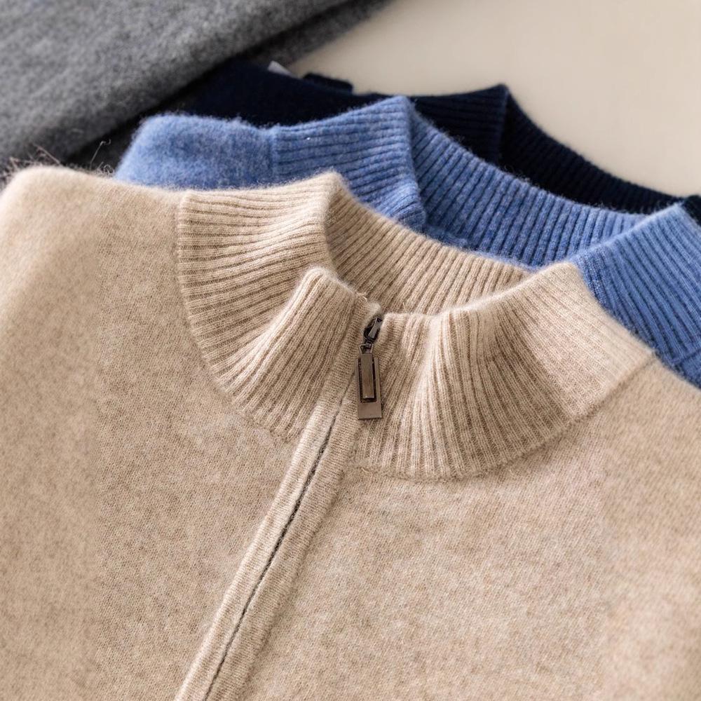 Men's Cashmere Half-Zip Thermal Sweater for Business Casual Wear