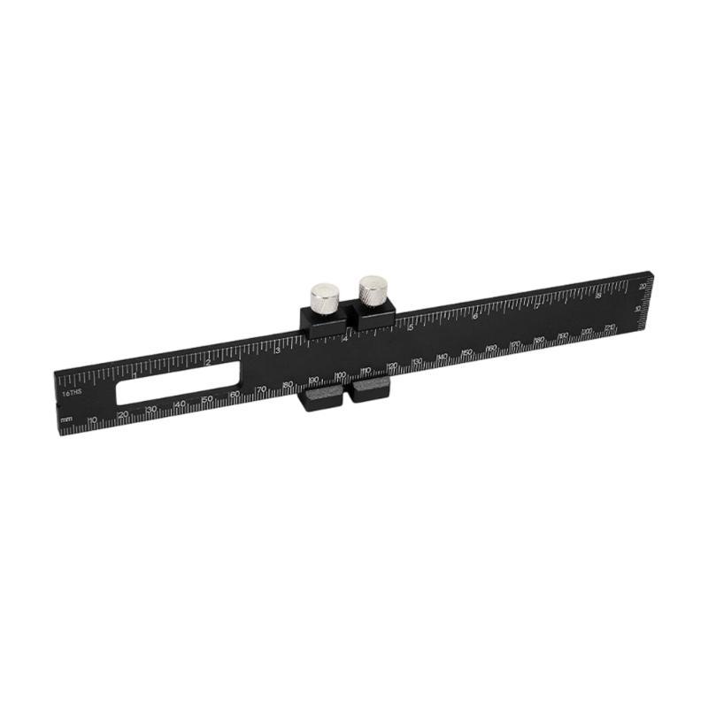 Wood Board Marking Ruler, Aluminum Body Layout Tool with T Guide for Cabinet Work, Trim Fitting, and Measuring