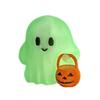 Halloween Ghost Pumpkin Statue, 3D Printed Glow In the Dark Figurine, Cute Mini Trick or Treat Candy Bucket Ornament for Desktop