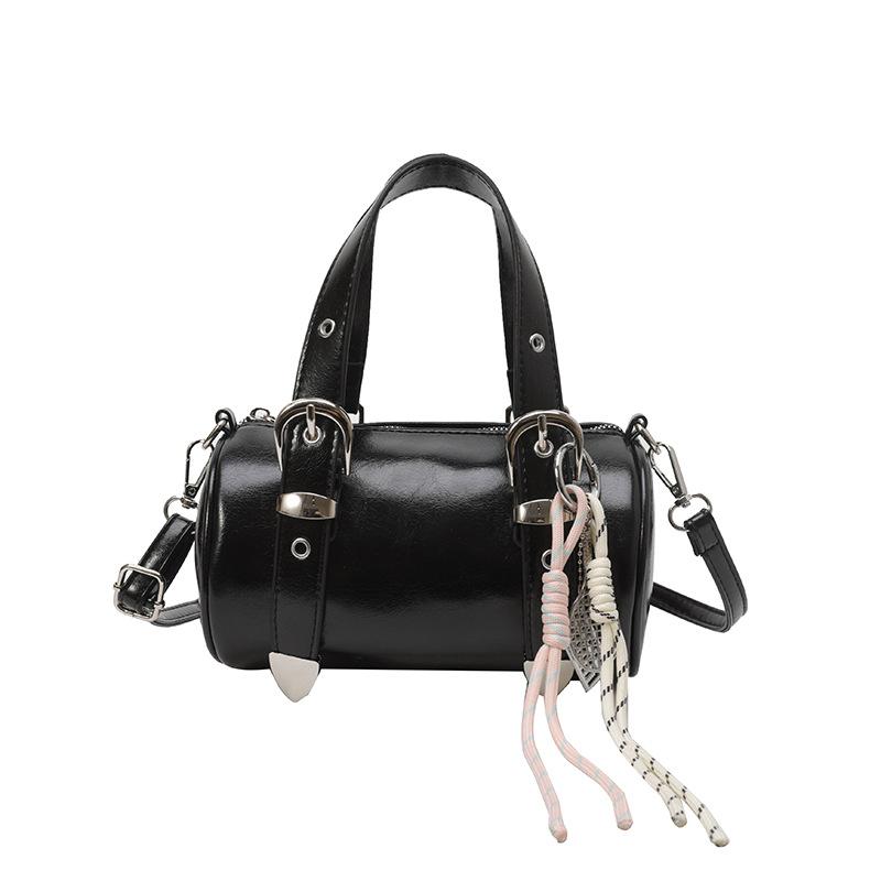 

Fashion Hand Carry Cylinder Bag Women s New Casual Messenger Bag Versatile Shoulder Bag no pendant чорний