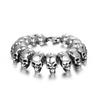 Vintage Silver Skull Bracelet Men's Gothic Punk Heavy Metal Bangle Retro Hip-hop Jewelry (12-15 Skulls, 19-24CM Length)