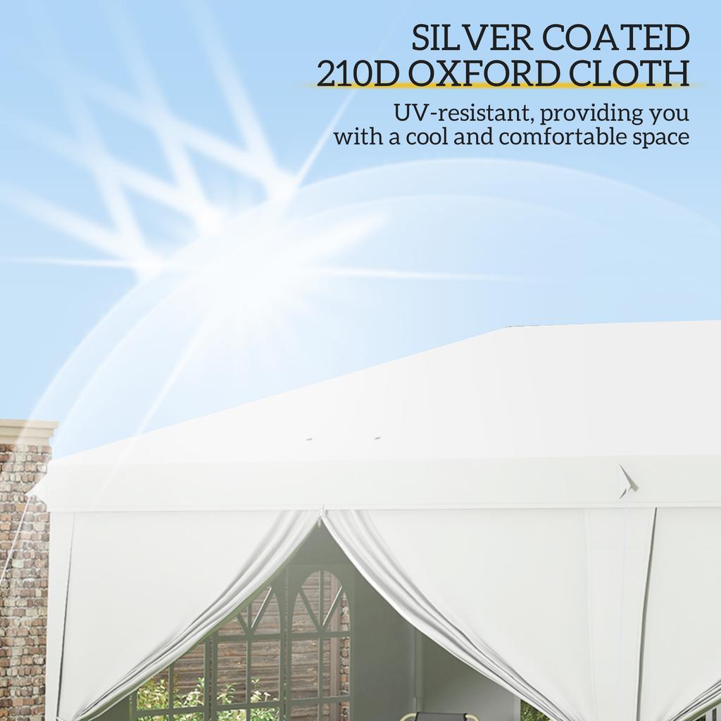 3x6m Pop-Up Gazebo, with Curtain Walls and Windows, White