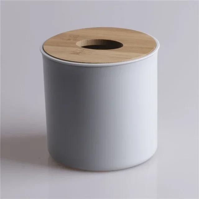 Round Tissue Box Plastic Tissue Holder Roll Paper Napkin Storage Home el Car Tissue Holder Desk Solid Color Toilet Paper Box