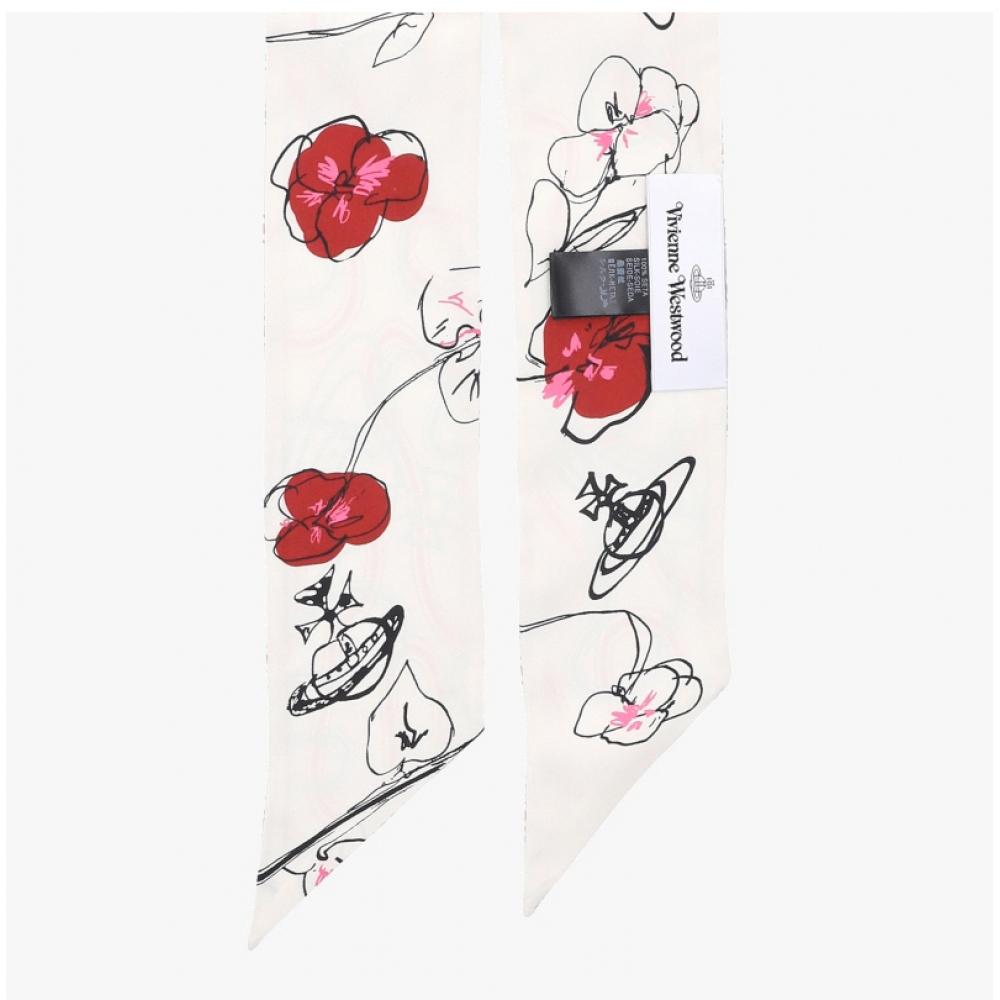 Vivienne Westwood Skinny Twill Silk Scarf Flower Orb 8103014y W01ft