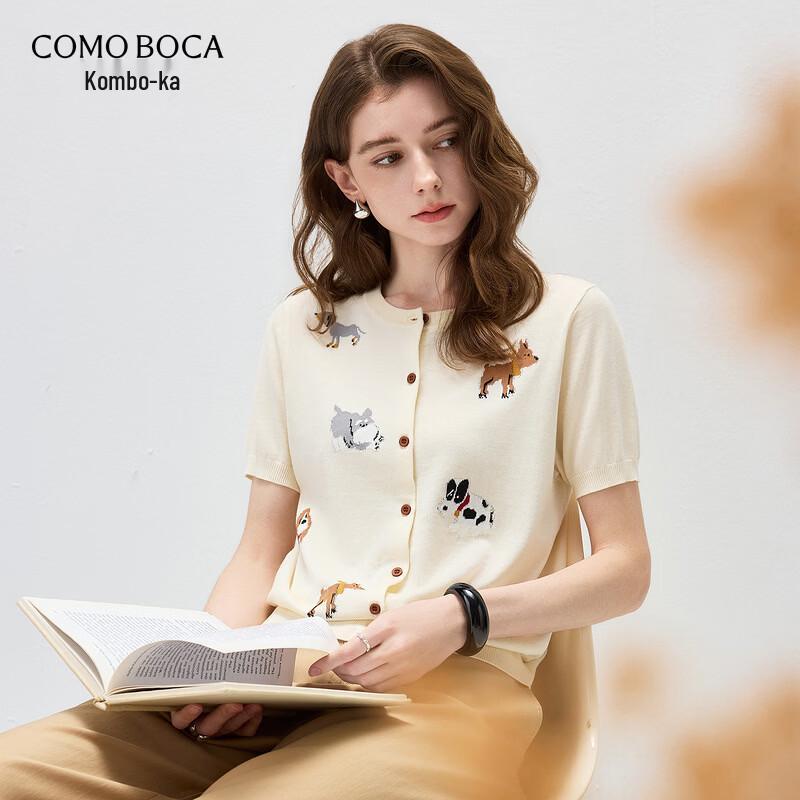 KEMON BOKA Women s Mulberry Silk Blend Short Sleeve Knit Cardigan M