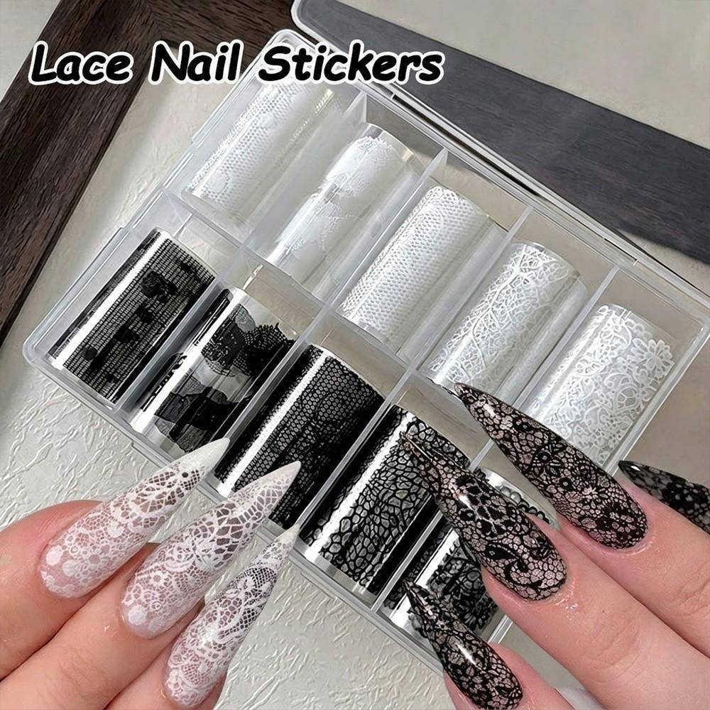 Iridescent Nail Transfer Stickers Lace Design Nail Decals Fashion Transfer Paper  Nail Decoration