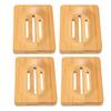 4pcs Bamboo Soap Dish Home Bathroom Hotel Fashionable Elegant Self Draining Soap Holder Accessory