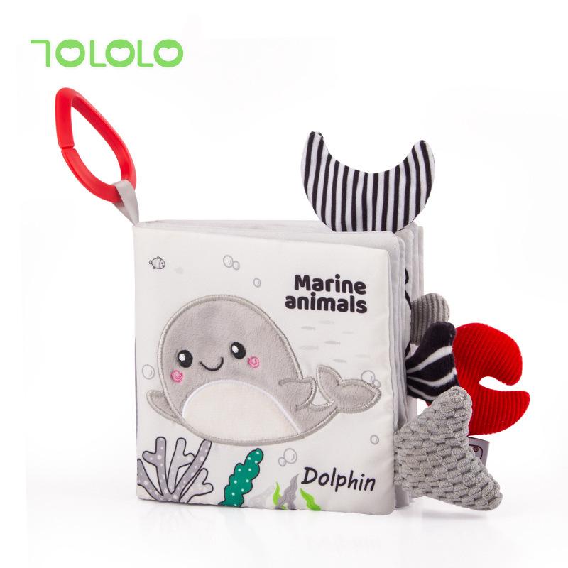 Black & White Baby Cloth Book: Tear-Resistant, Chewable 3D Tail Toy for Early Education (3-12 Months)