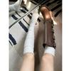 Hehe Socks - Double-stitch Knee-length Long Socks, Calf Socks with Stripes, Trendy Thigh-high Socks