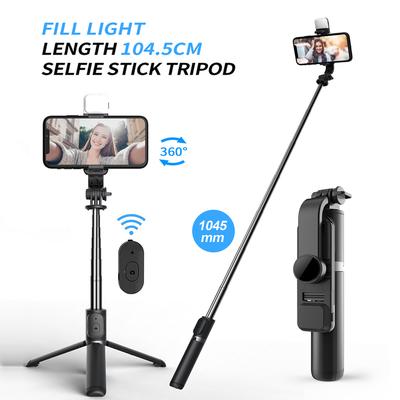 Neues kabelloses Bluetooth-Selfie-Stick-Stativ mit Fernbedienung, ausziehbares Stativ mit abnehmbarem LED-Licht für iPhone und Android-Smartphone