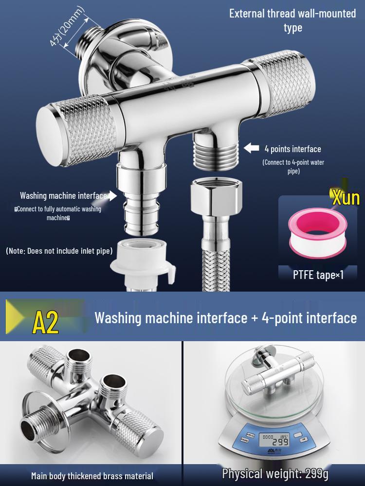 All-Copper Dual-Control Angle Valve Splitter for Toilet and Washing Machine
