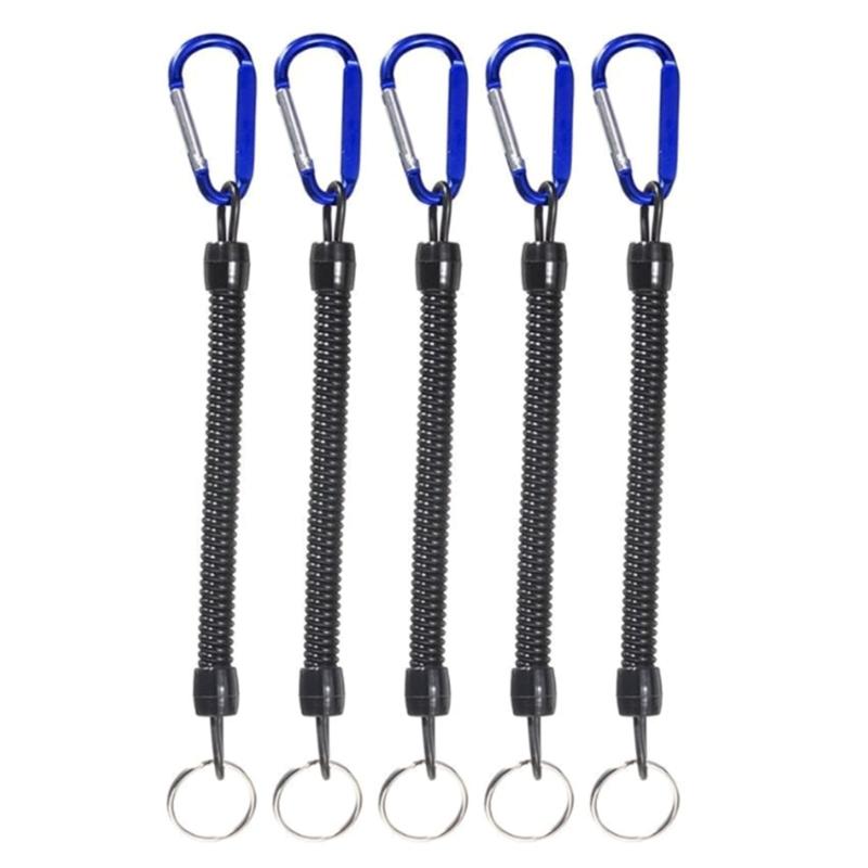 5Pcs Coiled Fishing Lanyards with Carabiner Retractables Fishing Lanyards  Coiled Tethers Secure Tackle Tool Easily Use