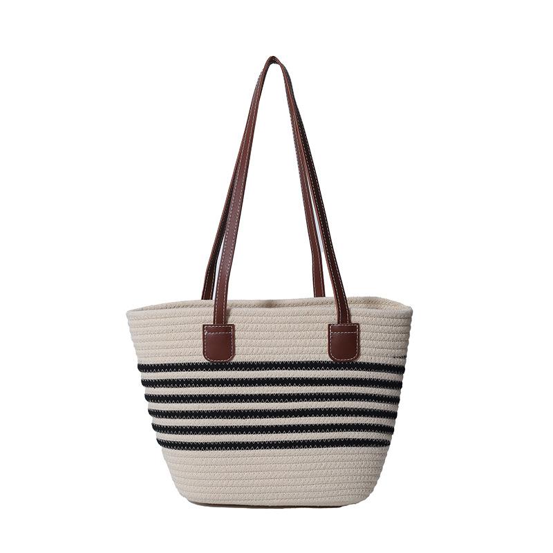 

Ladies Handbag Flat Weave Straw Bag Beach Bag Handwoven Large Capacity Paper Rope Vegetable Basket Travel Vacation