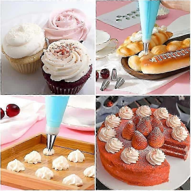 38-Piece Stainless Steel Piping Nozzles & Icing Bag Set Complete Cake Decorating Kit with Silicone Bags, Perfect for Cupcakes, Cakes & Pastry Decorat 