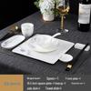 Elegant Ceramic Hotel Dining Set - Ink Lotus Square Plate 8-Piece