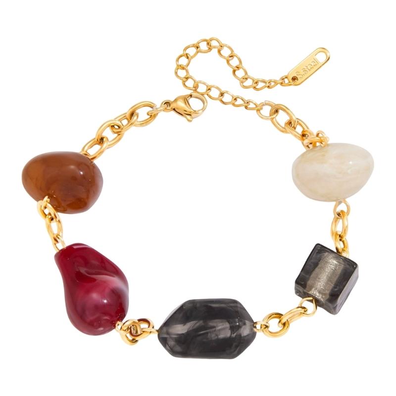 

Resin Segments Bracelet Polished Stainless Steel Chain Waterproof Stylish Wrist Accessory