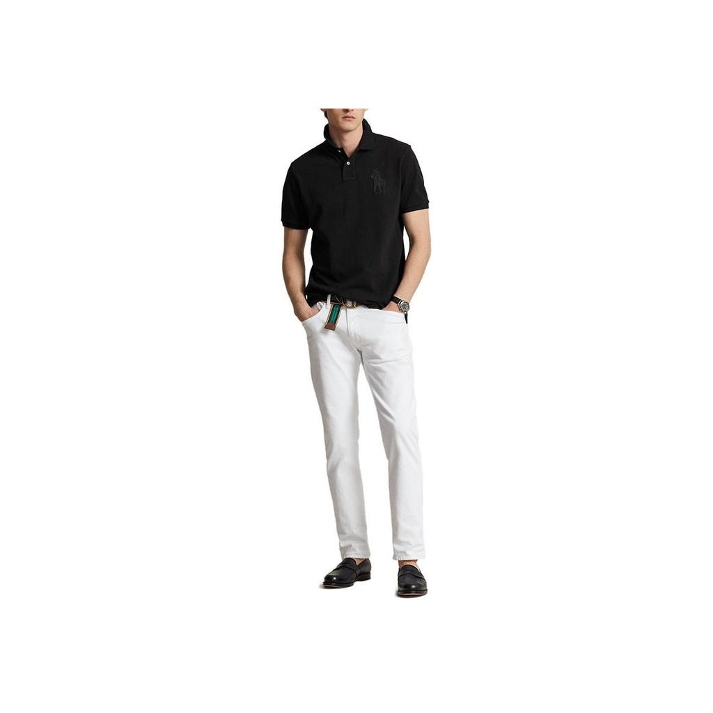 Polo Ralph Lauren FW23 Solid Logo Patch Casual Short Sleeve Polo Shirt Men Tops Black MNPOKNI1N822533-001