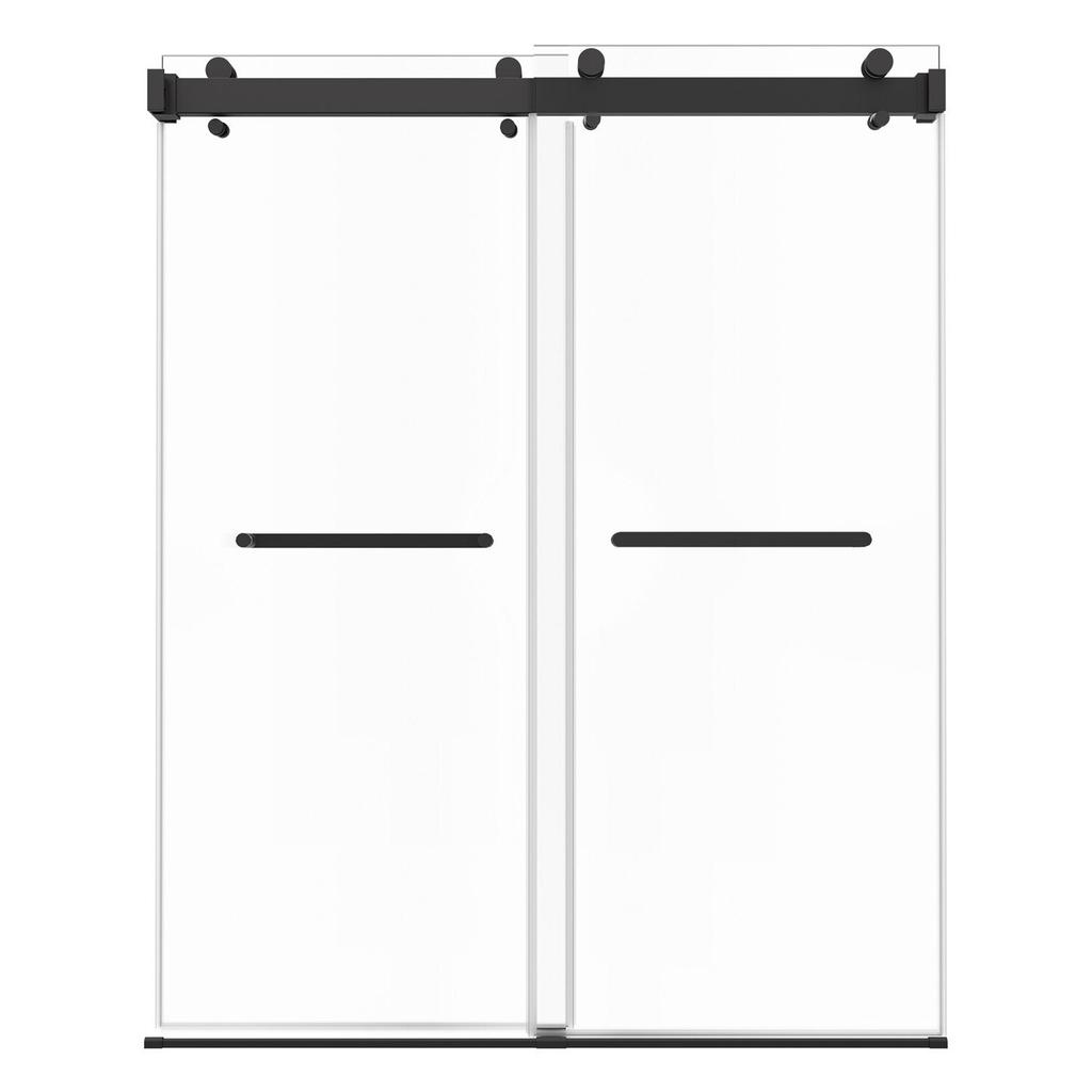 Frameless Shower Door, 1219 mm W x 1930mm H, Shower Sliding Glass Door with 10 mm Thick Clear Tempered Glass, Noiseless Shatterproof Nano Coating,