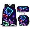 Hip Hop Popular Funny Geometry Dash 3D Print 3pcs/Set pupil School Bags Laptop Daypack Backpack Crossbody Lunch bag Pencil Case