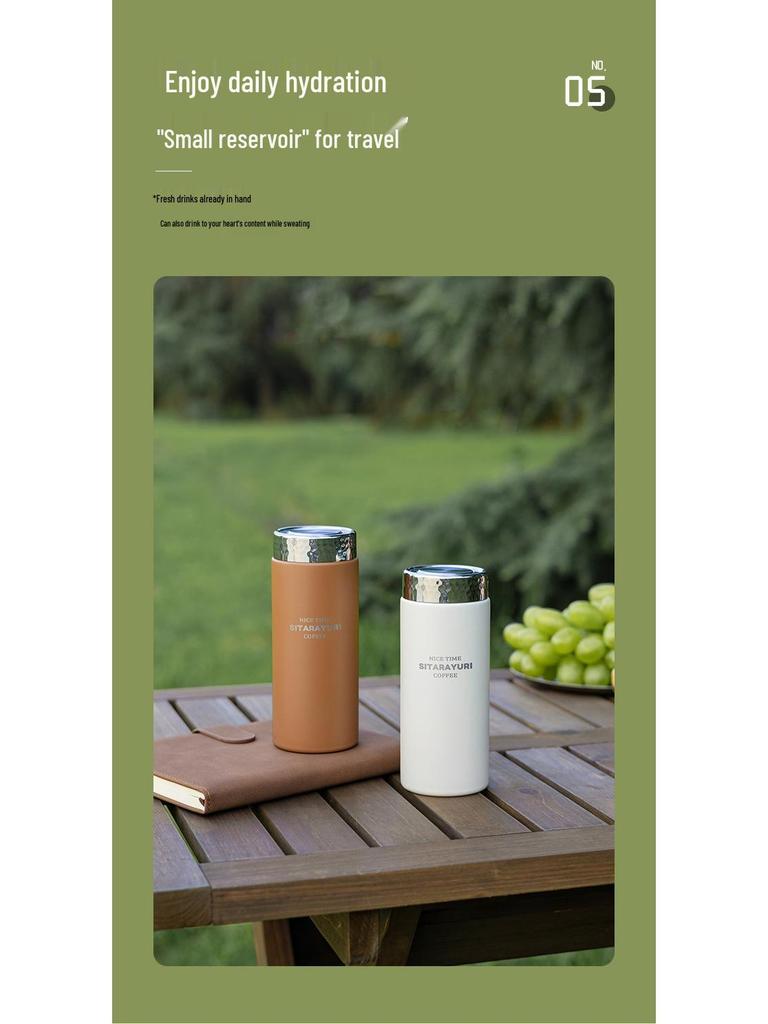 Compact Cute Girly Stainless Steel Thermos Cup - Mini Portable Water Bottle for Students