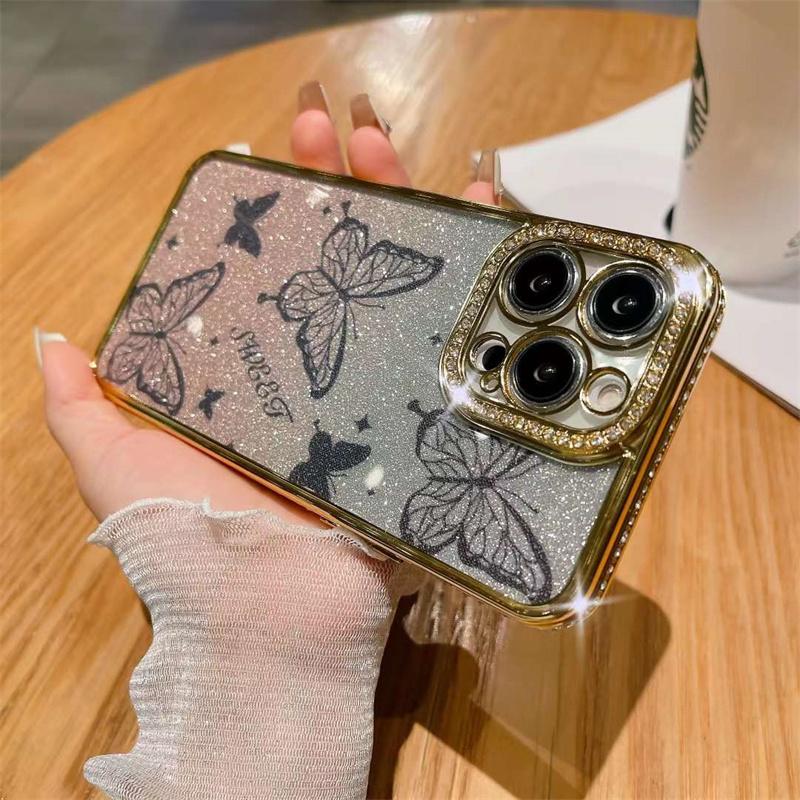 Buy Luxury Electroplated Diamond Glitter Butterfly Phone Case For