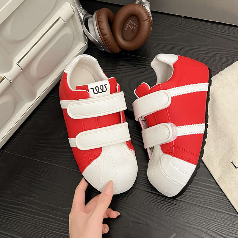 Velcro ugly cute shell head German training bread shoes women's 2025 spring and autumn new versatile casual sports small board shoes