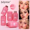 Julystar Pocket Rouge Stick 8 Farben Langanhaltendes Creme Rouge für Wangen und Lippen Tragbarer Natürlicher Glow Make-up Balsam