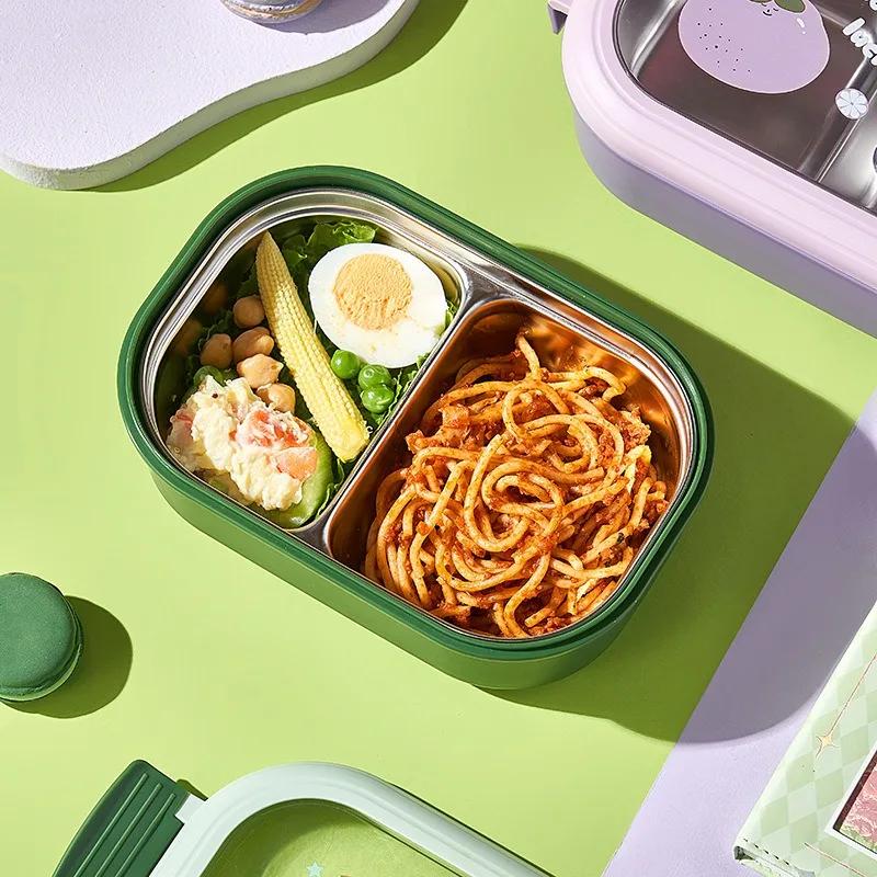 Thermoisolierte Lunchbox, tragbare Edelstahl-Bentobox für Studenten und Büroangestellte, hermetische Bento-Box mit hoher Kapazität, Picknick-Lunchbox