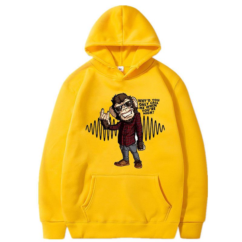 Unisex Harajuku Vintage ARCTIC MONKEYS Bluzy z nadrukiem fali dźwiękowej z długim rękawem Pulowery Damskie Hip Hop Skateboard Bluzy