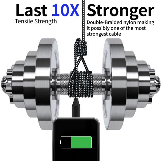 Cellphone Charging Cord High Durability Anti-winding Stable Output Extra-Long Overcharging Protection Fast Charging