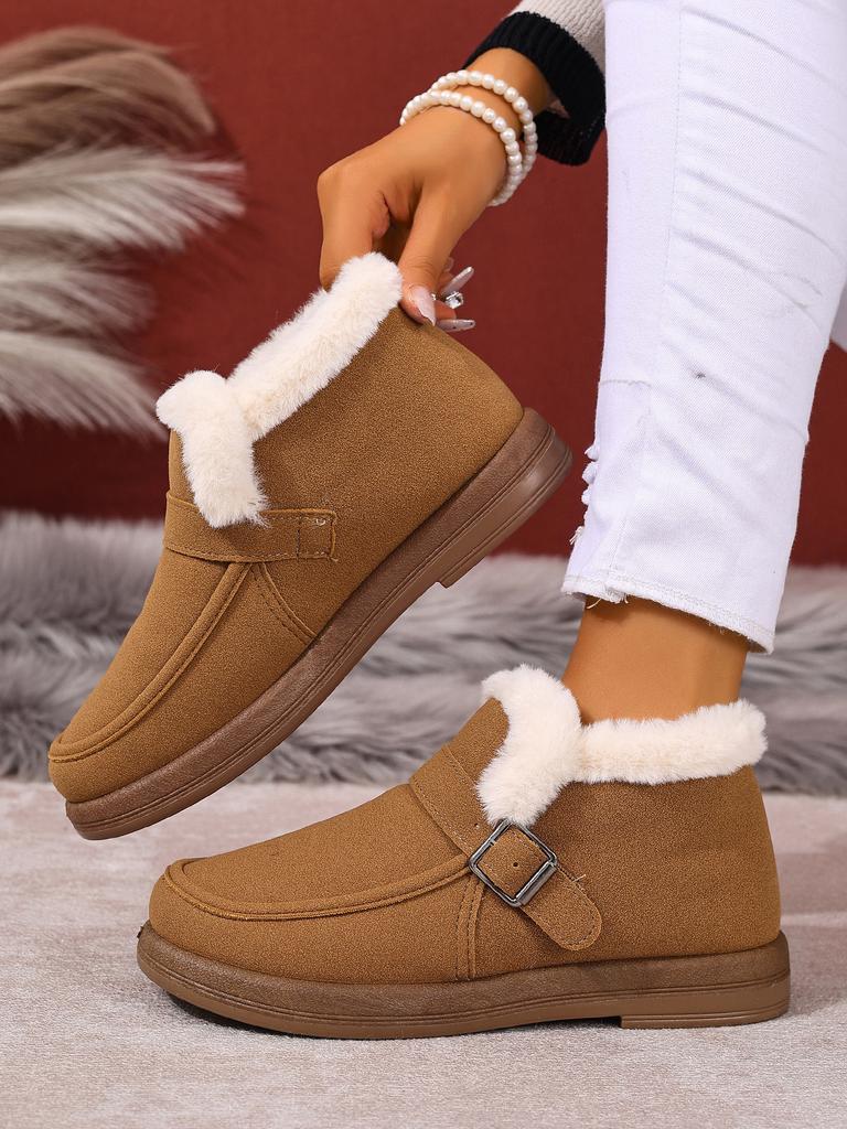 Women's snow boots 2025 winter warm and cold-proof flat-bottomed lazy shoes one pedal casual women's cotton shoes versatile women's shoes