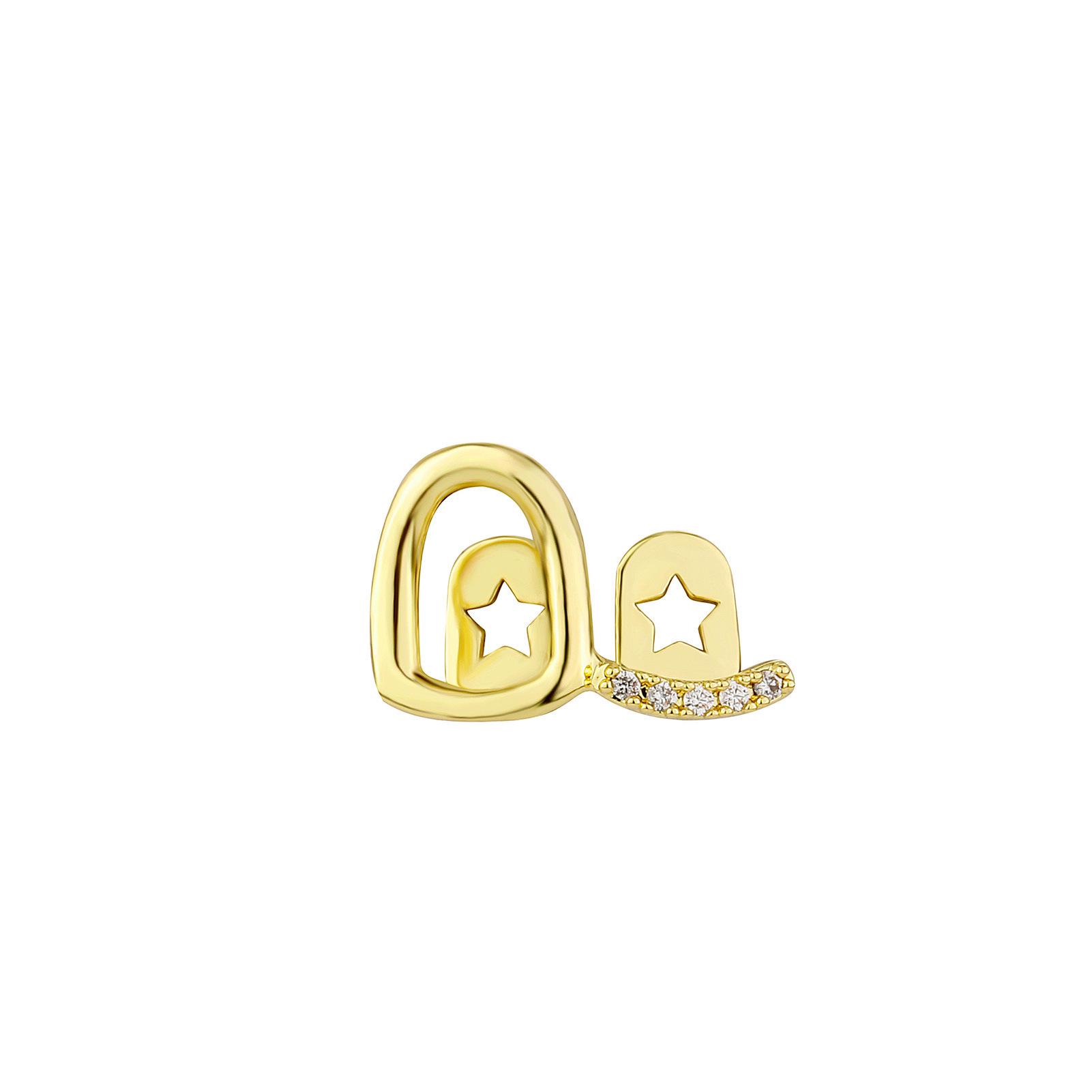 

European-American Double Zircon Hollow Two-Tone Grillz - Diamond-Studded Gold Teeth, Hip-Hop Style.