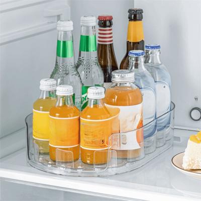 Space Saving Refrigerator Rotating Drink Storage Rack Anti-slip Removable Beverage Storage Shelf Swivel Tray Plastic