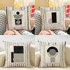 Modern Ins Art Black White Cushion Cover Natural Linen Organic Fabric DoubleSided Printing Sofa Home Decor Gift Pillow Case
