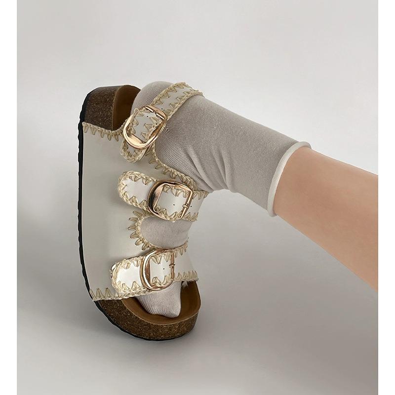 

Retro Thick-soled One-shoulder Women s Shoes New Anti-slip Sandals 40 бежевий