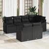VidaXL Set of 7 Black Poly Rattan Garden Sofas with Cushions 3346763